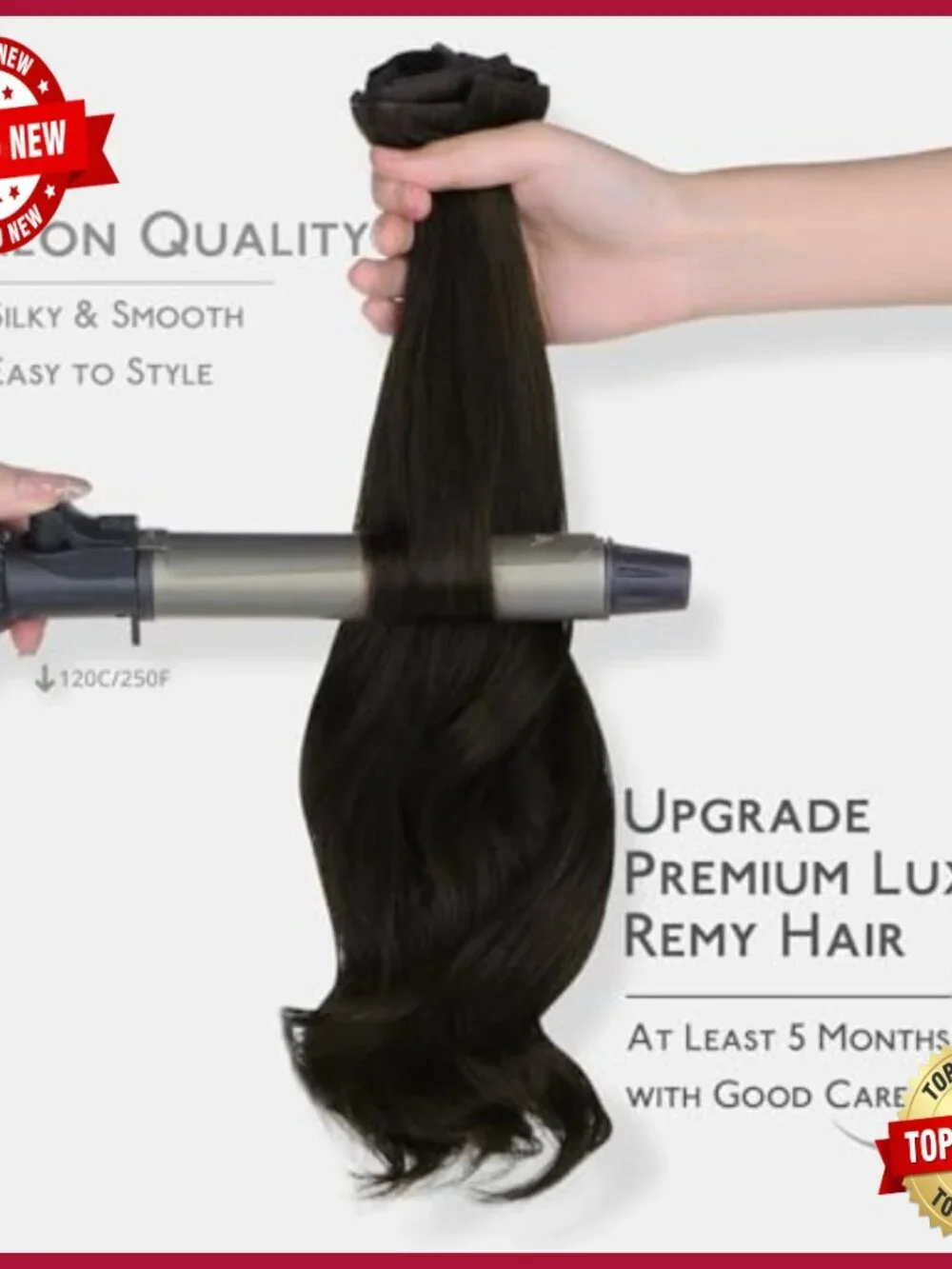 14 Inch Real Human Hair Clip-In Extensions, 130g 9pcs Seamless PU Weft